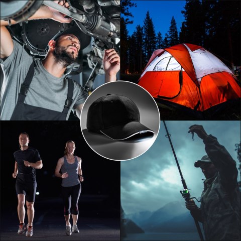 Czapka LED z latarką w daszku dla mechanika Czapka LED z latarką w daszku dla mechanika