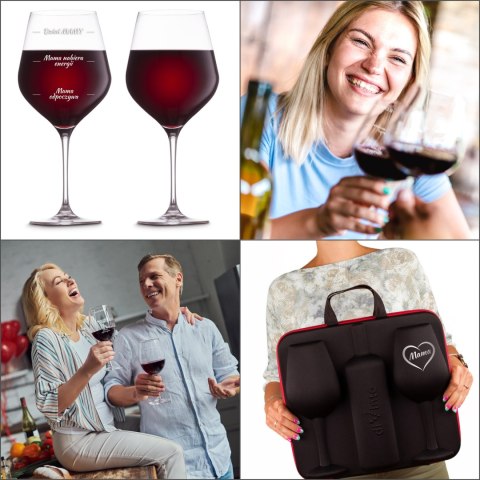 Etui na wino z kieliszkami diVinto dla Mamy - prezent na dzień matki DiVinto Etui na wino z kieliszkami diVinto dla Mamy - prezent na dzień matki DiVinto