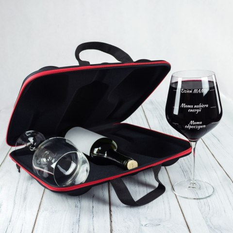 Etui na wino z kieliszkami diVinto dla Mamy - prezent na dzień matki DiVinto Etui na wino z kieliszkami diVinto dla Mamy - prezent na dzień matki DiVinto
