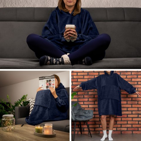Bluzair Bluza Koc Hoodie Oversize Polska Granatowy Froster Bluzair Bluza Koc Hoodie Oversize Polska Granatowy Froster