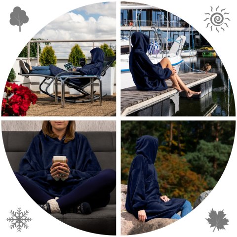 Bluzair Bluza Koc Hoodie Oversize Polska Granatowy Froster Bluzair Bluza Koc Hoodie Oversize Polska Granatowy Froster