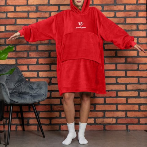 Bluzair SUPER MAMA - Bluza koc - Czerwony - prezent na dzień mamy Froster Bluzair SUPER MAMA - Bluza koc - Czerwony - prezent na dzień mamy Froster