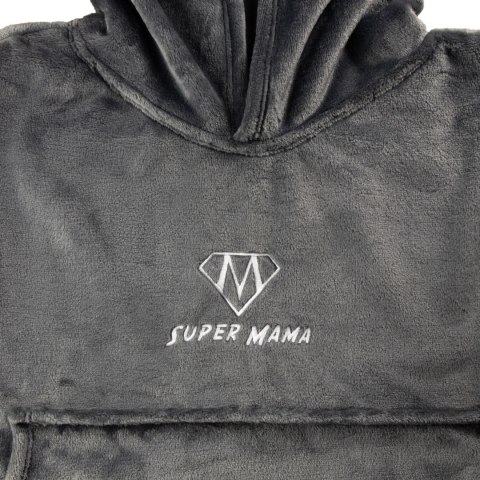 Bluzair SUPER MAMA - Bluza koc - Szary - prezent na dzień mamy Froster Bluzair SUPER MAMA - Bluza koc - Szary - prezent na dzień mamy Froster