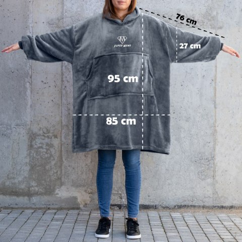 Bluzair SUPER MAMA - Bluza koc - Szary - prezent na dzień mamy Froster Bluzair SUPER MAMA - Bluza koc - Szary - prezent na dzień mamy Froster