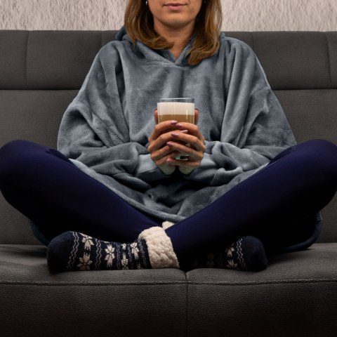 Bluzair SUPER MAMA - Bluza koc - Szary - prezent na dzień mamy Froster Bluzair SUPER MAMA - Bluza koc - Szary - prezent na dzień mamy Froster