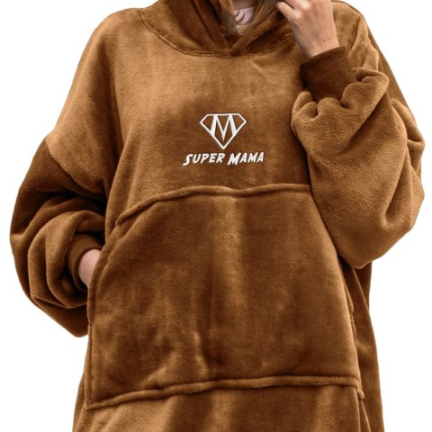 Bluzair SUPER MAMA - Bluza koc - Toffee - prezent na dzień mamy Froster Bluzair SUPER MAMA - Bluza koc - Toffee - prezent na dzień mamy Froster
