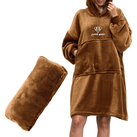 Bluzair SUPER MAMA - Bluza koc - Toffee - prezent na dzień mamy Froster Bluzair SUPER MAMA - Bluza koc - Toffee - prezent na dzień mamy Froster