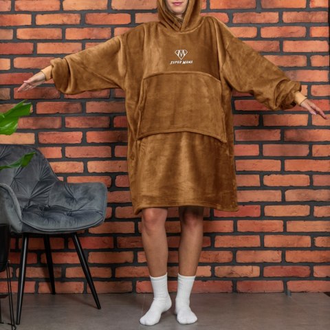 Bluzair SUPER MAMA - Bluza koc - Toffee - prezent na dzień mamy Froster Bluzair SUPER MAMA - Bluza koc - Toffee - prezent na dzień mamy Froster