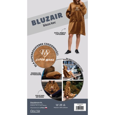 Bluzair SUPER MAMA - Bluza koc - Toffee - prezent na dzień mamy Froster Bluzair SUPER MAMA - Bluza koc - Toffee - prezent na dzień mamy Froster