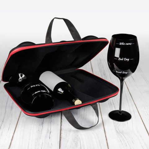Etui na wino + 2 kieliszki Who cares na Walentynki DiVinto Etui na wino + 2 kieliszki Who cares na Walentynki DiVinto