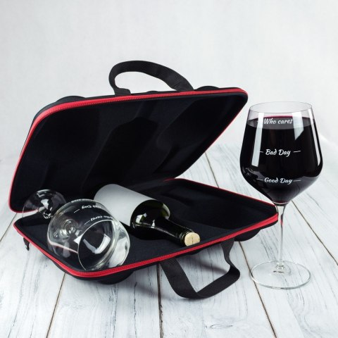 Etui na wino i 2 kieliszki Who cares Walentynki DiVinto Etui na wino i 2 kieliszki Who cares Walentynki DiVinto