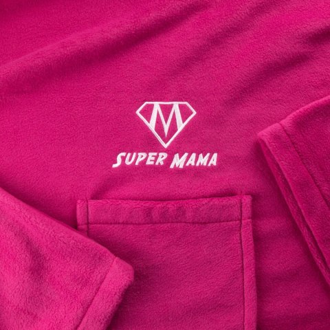 Kocyko-szlafrok SUPER MAMA - Fuksja - prezent na dzień mamy Froster Kocyko-szlafrok SUPER MAMA - Fuksja - prezent na dzień mamy Froster