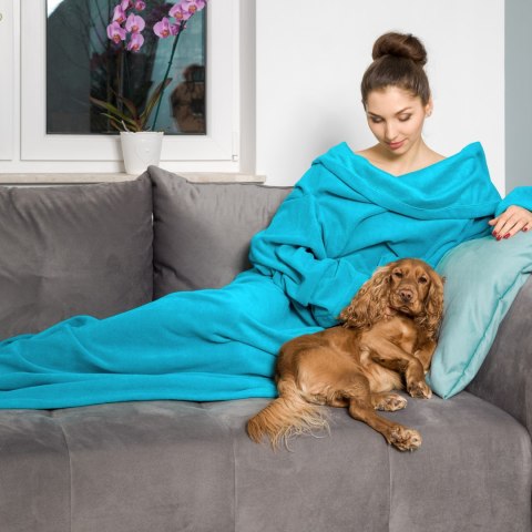 Kocyko-szlafrok SUPER MAMA - Niebieski - prezent na dzień mamy Froster Kocyko-szlafrok SUPER MAMA - Niebieski - prezent na dzień mamy Froster