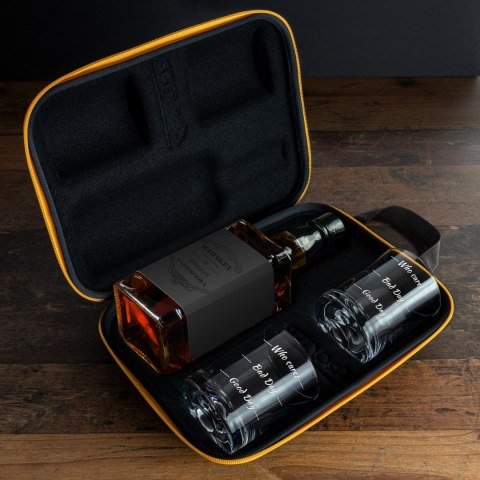 Etui na whisky ze szklankami Who cares na urodziny Froster Etui na whisky ze szklankami Who cares na urodziny Froster