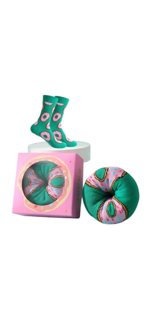 Skarpetki zielone z donutami Skarpetki zielone z donutami