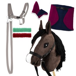 Zestaw Skippi - Hobby Horse Gniady - Derka fuksja i granat - Kantar szary Skippi