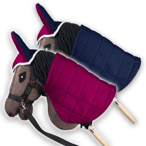 Zestaw Skippi - Hobby Horse Gniady - Derka fuksja i granat - Kantar szary Skippi Zestaw Skippi - Hobby Horse Gniady - Derka fuksja i granat - Kantar szary Skippi