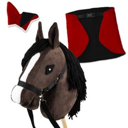 Zestaw Skippi - Hobby Horse Gniady - Derka i nauszniki - czerwona i czarna Skippi
