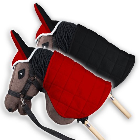 Zestaw Skippi - Hobby Horse Gniady - Derka i nauszniki - czerwona i czarna Skippi Zestaw Skippi - Hobby Horse Gniady - Derka i nauszniki - czerwona i czarna Skippi