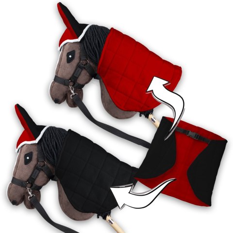Zestaw Skippi - Hobby Horse Gniady - Derka i nauszniki - czerwona i czarna Skippi Zestaw Skippi - Hobby Horse Gniady - Derka i nauszniki - czerwona i czarna Skippi
