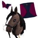 Zestaw Skippi - Hobby Horse Gniady - Derka i nauszniki - fuksja i granat Skippi
