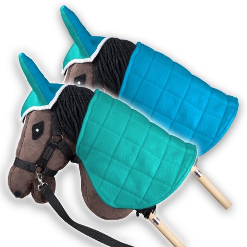Zestaw Skippi - Hobby Horse Gniady - Derka i nauszniki - mięta i niebieski Skippi Zestaw Skippi - Hobby Horse Gniady - Derka i nauszniki - mięta i niebieski Skippi