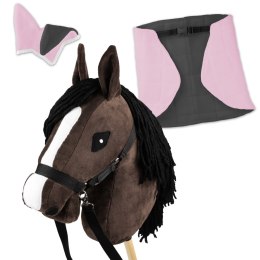 Zestaw Skippi - Hobby Horse Gniady - Derka i nauszniki - różowa i szara Skippi