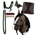 Zestaw Skippi - Hobby Horse Gniady - Derka szary i brąz - Kantar c-zielony Skippi