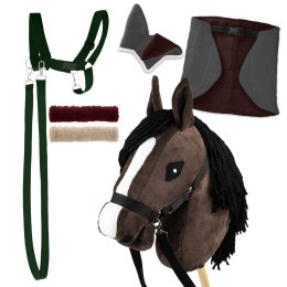 Zestaw Skippi - Hobby Horse Gniady - Derka szary i brąz - Kantar c-zielony Skippi