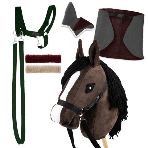 Zestaw Skippi - Hobby Horse Gniady - Derka szary i brąz - Kantar c-zielony Skippi Zestaw Skippi - Hobby Horse Gniady - Derka szary i brąz - Kantar c-zielony Skippi