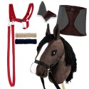 Zestaw Skippi - Hobby Horse Gniady - Derka szary i brąz - Kantar czerwony Skippi
