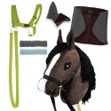 Zestaw Skippi - Hobby Horse Gniady - Derka szary i brąz - Kantar j-zielony Skippi