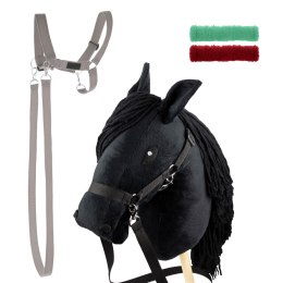 Zestaw Skippi - Hobby Horse czarny i dodatkowy kantar - szary Skippi