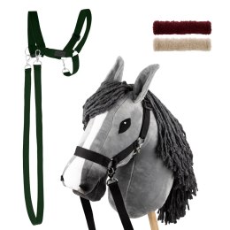 Zestaw Skippi - Hobby Horse szary i dodatkowy kantar - ciemny zielony Skippi