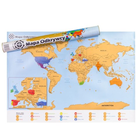 Mapa Odkrywcy Świat PL zdrapka PODRÓŻNIKA prezent Froster