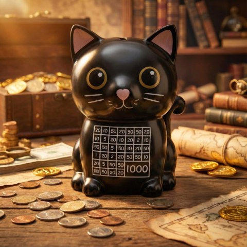 Skarbonka wykreślana Kotek - uczy oszczedzania motywuje - wyzwanie cel 1000 Froster