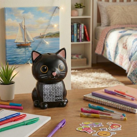 Skarbonka wykreślana Kotek - uczy oszczedzania motywuje - wyzwanie cel 1000 Froster