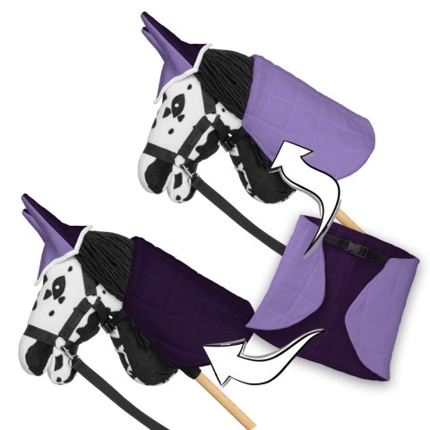 Zestaw Skippi - Hobby Horse Karo - srokaty - Derka wrzos - Kantar błękitny Skippi