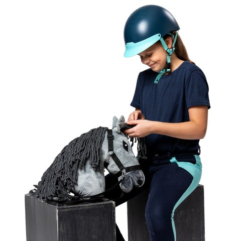 Zestaw Skippi - Hobby Horse Szary - Derka i nauszniki - fuksja i granat Skippi